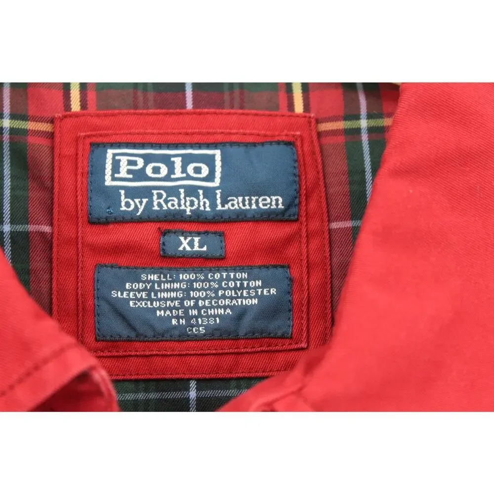 Vintage Polo Ralph Lauren Harrington Jacket Men's Red Full Zip Outerwear Size XL